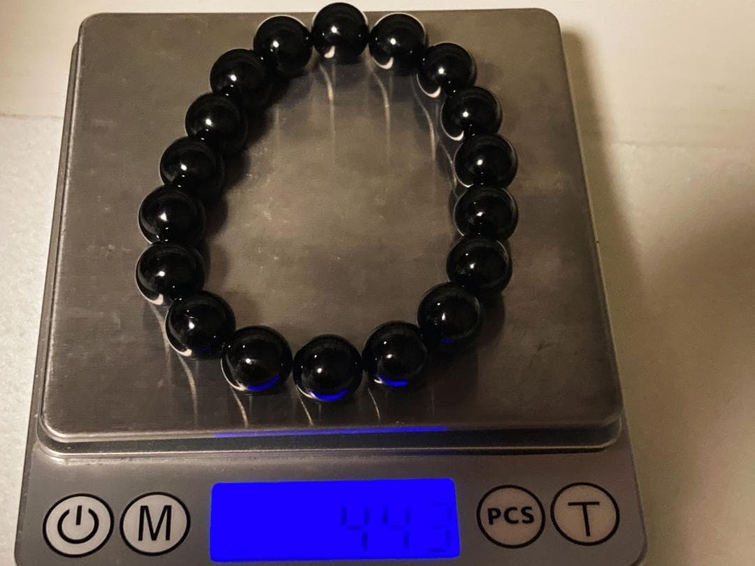 【艶黒】モリオン12mm 18粒 内周18cm ブレス 大玉