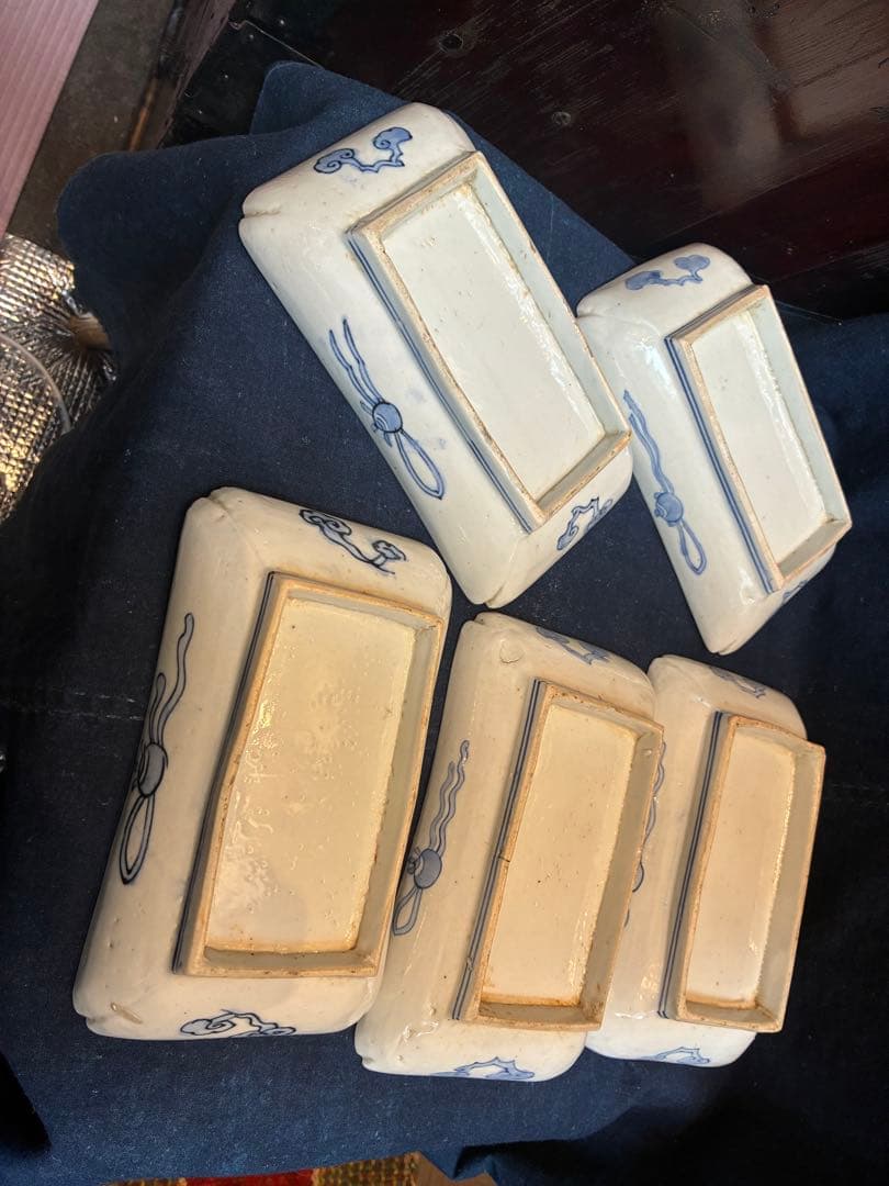 古伊万里　色絵金彩　長皿　5枚　傷無し　幕末〜明治