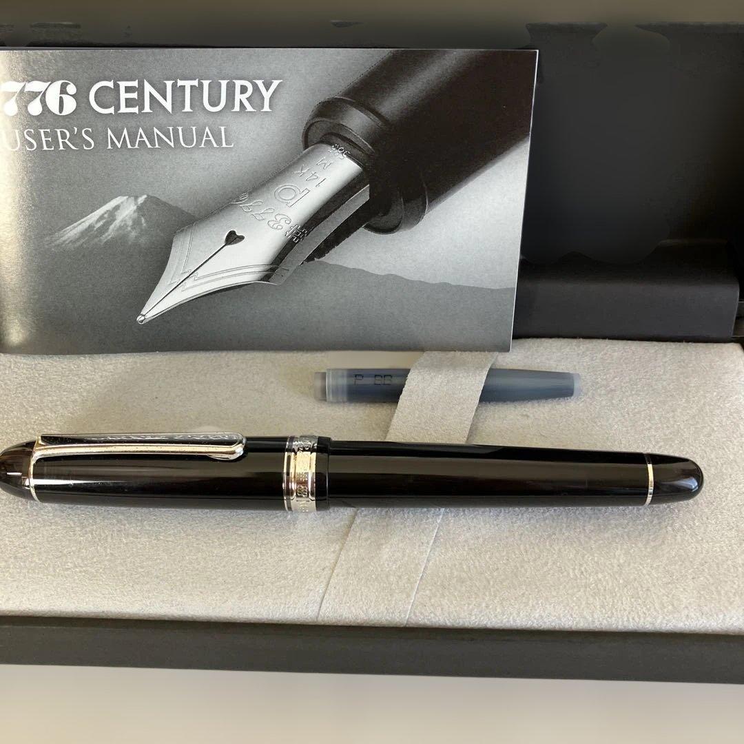 PLATINUM 3776 CENTURY 万年筆 黒　ペン先銀メッキ 細字F