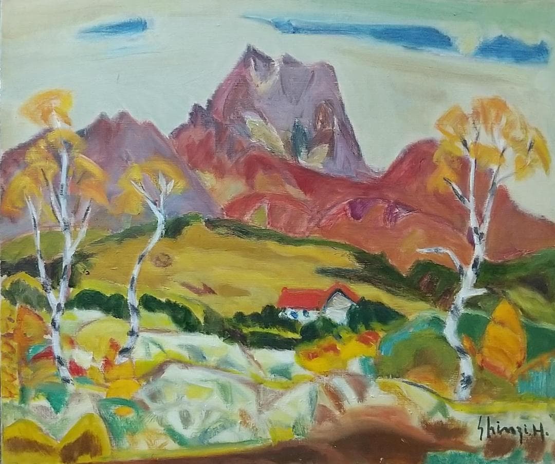 F8 「晩秋妙高高原」 絵画 油絵 油彩画 風景画 アート