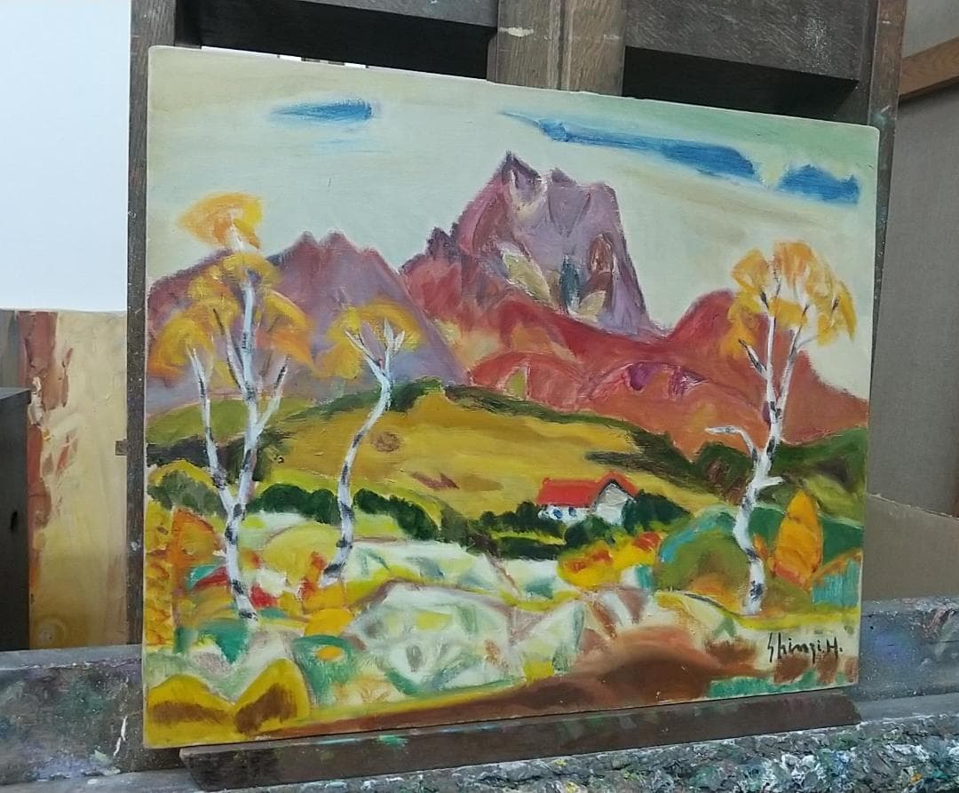 F8 「晩秋妙高高原」 絵画 油絵 油彩画 風景画 アート