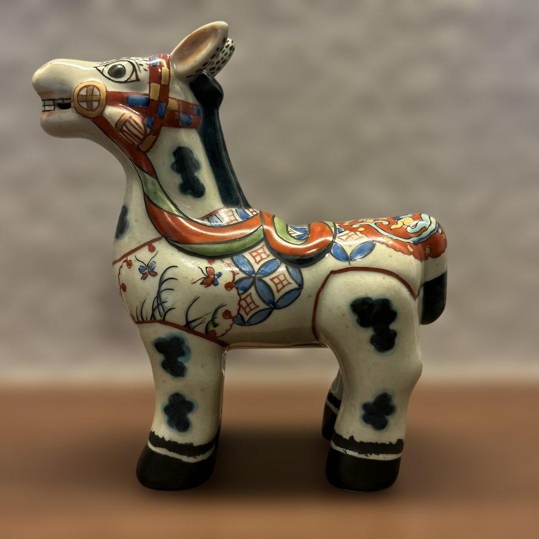 【午年に】有田焼 円左エ門窯 色絵 馬 置物 縁起物／インテリア