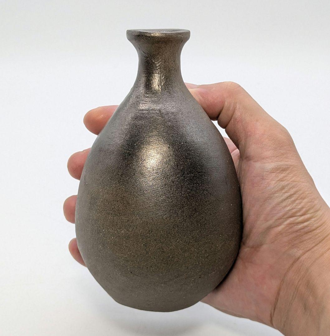 岡山県重要無形文化財 山本出 備前焼 銀彩徳利A 酒器 花器 一輪挿し花瓶 花入