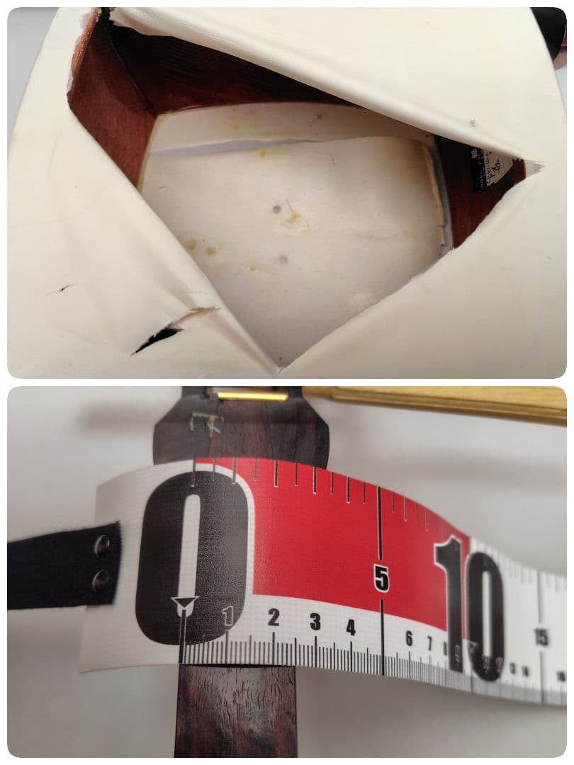 C059 【中古】三味線（子持ち綾杉／金細／二本溝）ケース付（バチ有）／修理前提