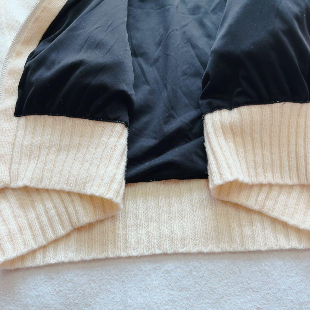 美品　マークアンドロナ　裏地付　ニットジャケット　ジップ　防風　白　ホワイト