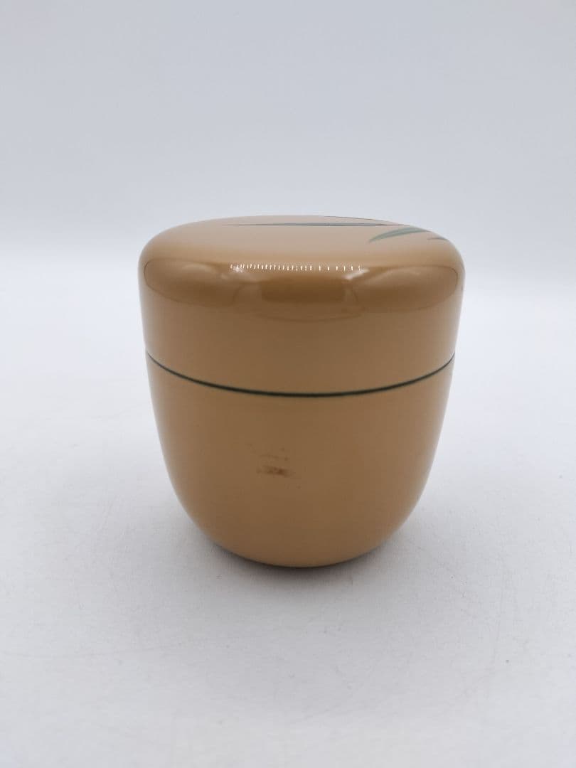 c667 中棗 白漆 翡翠蒔絵 蓋裏絵付 中村湖彩 木箱 茶道具 古物