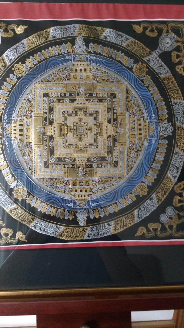 値下げ　手画き種字曼陀羅　青　チベット