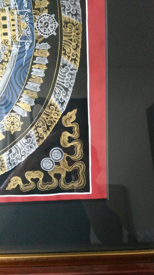 値下げ　手画き種字曼陀羅　青　チベット