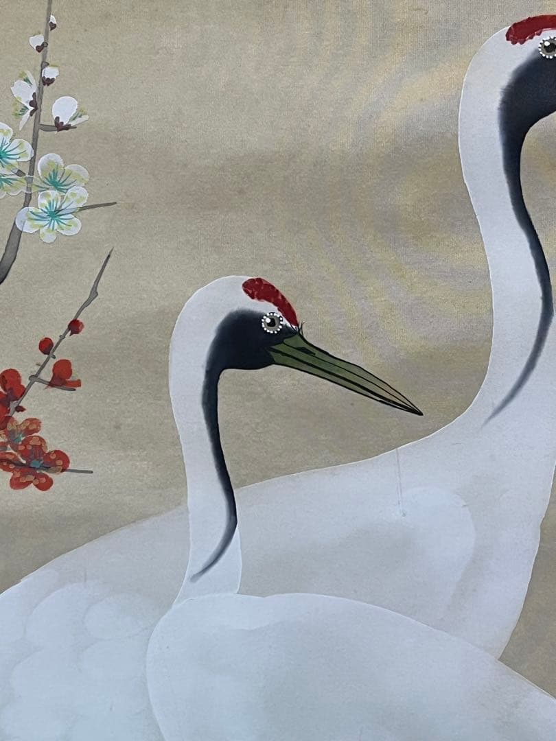 鶴と亀の掛軸 日本画 大森琴翠