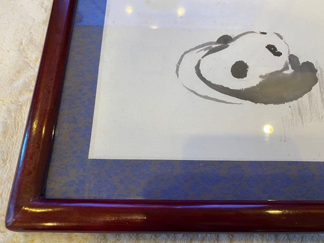 アンティーク　チャイニーズ　　　　　アートフレーム　水墨画パンダ　54x55.5