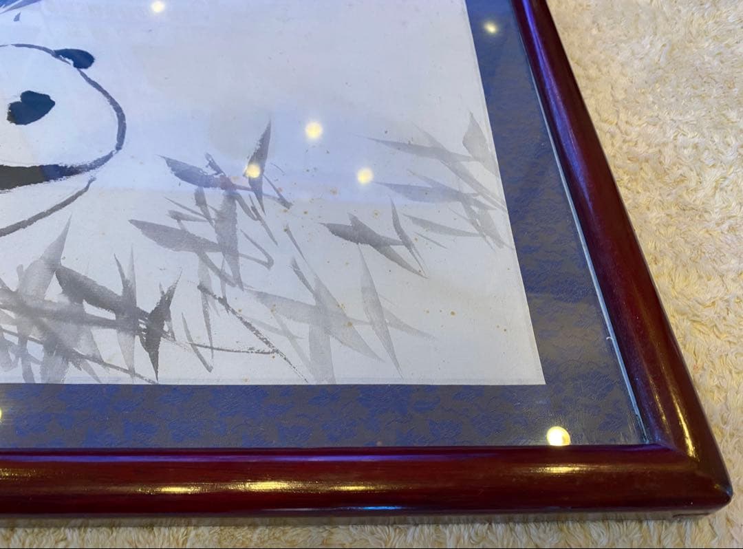 アンティーク　チャイニーズ　　　　　アートフレーム　水墨画パンダ　54x55.5