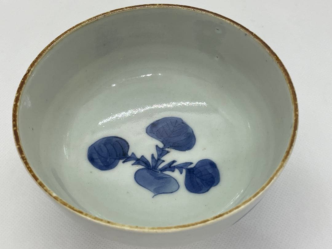 【和食器】古伊万里　蕪染付蓋茶碗　飯茶碗