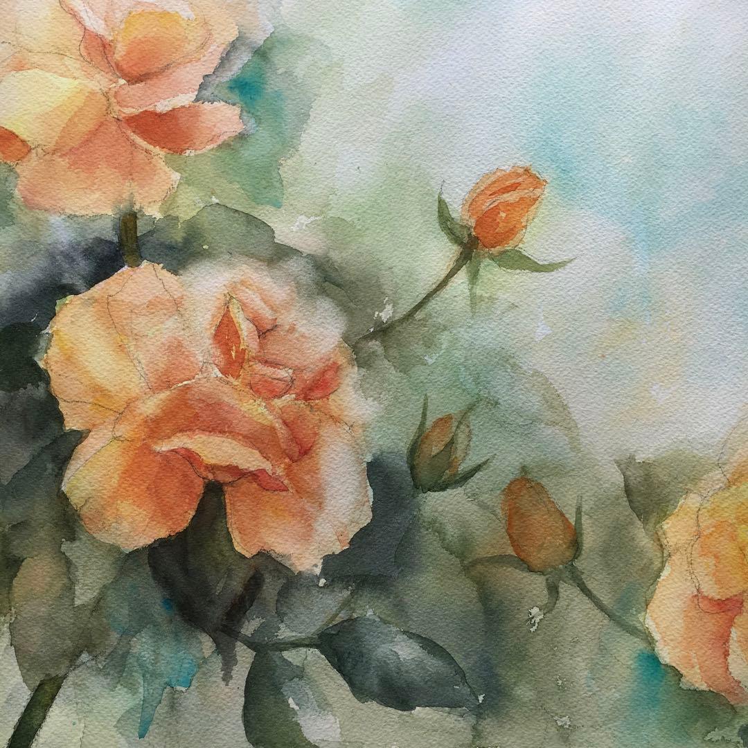 透明水彩画原画薔薇香りの薔薇ジャストジョーイ