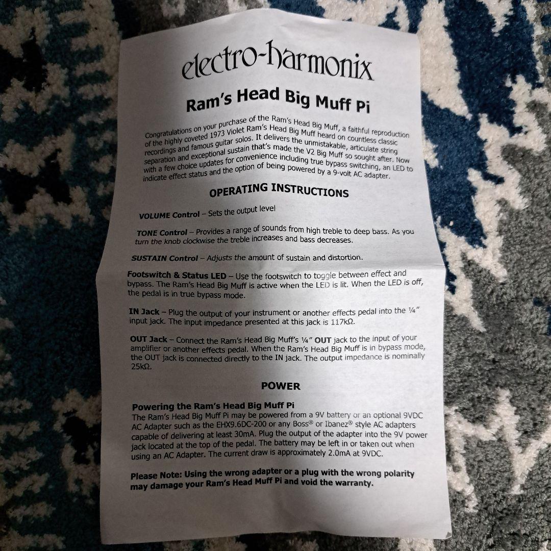 ギター electro-harmonix BIG MUFF ram's head