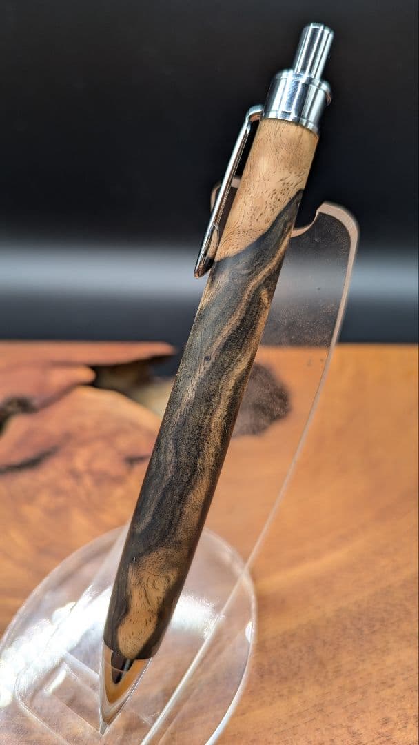 598極上　黒檀　瘤杢　ツートン　木軸シャーペン　ボールペン