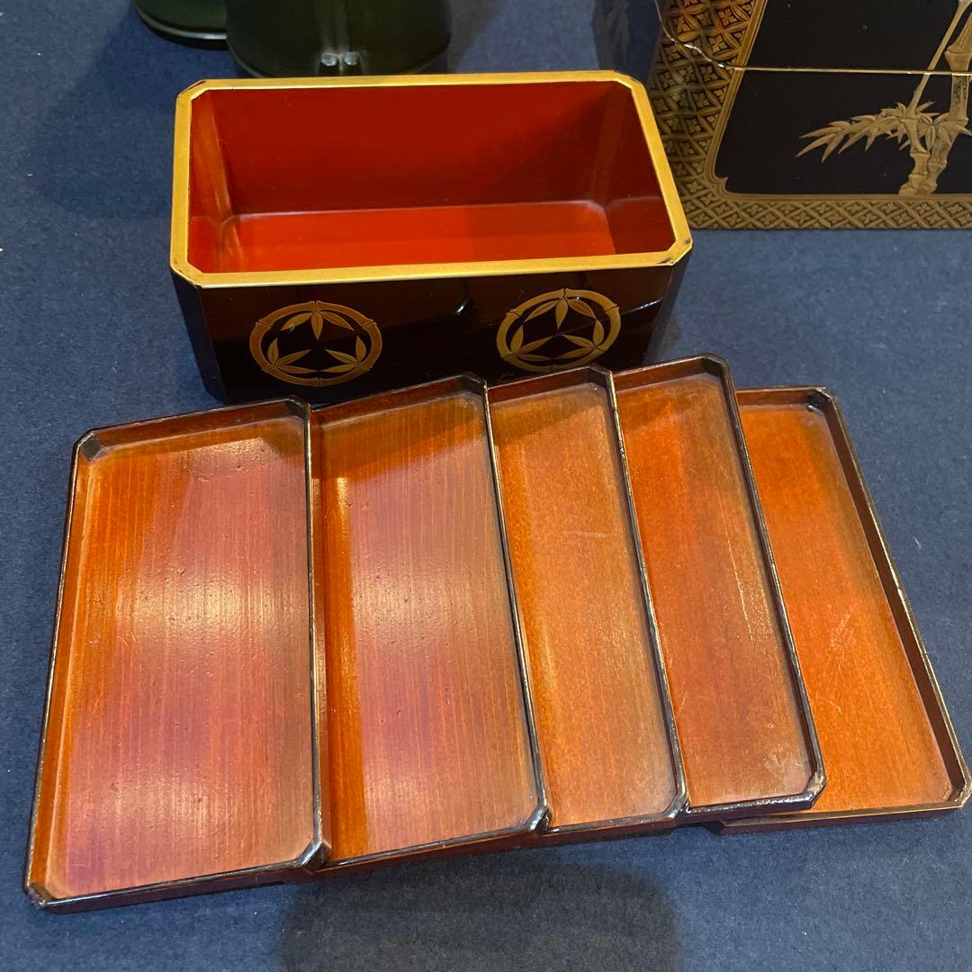 時代物　『野弁当箱』　木製漆器　※状態良好　木箱付　漆器