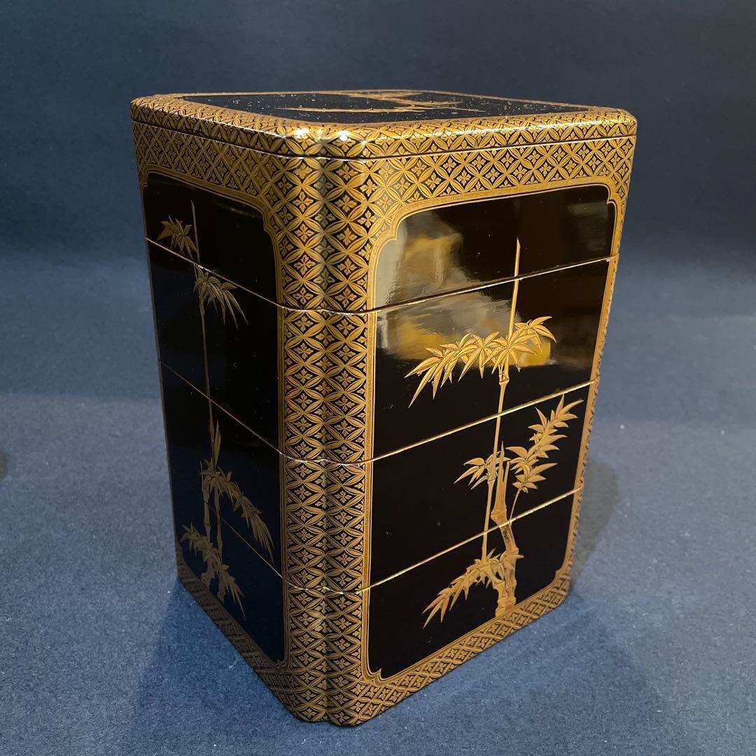 時代物　『野弁当箱』　木製漆器　※状態良好　木箱付　漆器