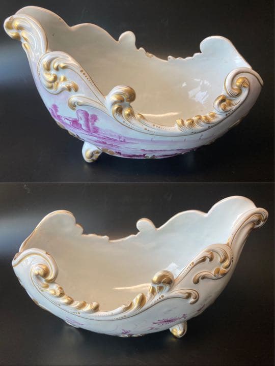 エミール・ガレ　軟質施釉陶器 湖畔風景文 帆船 昆虫絵図　鉢 ボウル 花瓶 花器