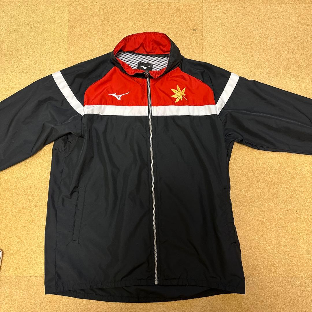 東山高校バスケ部Mizuno ナイロンジャケット 黒/赤