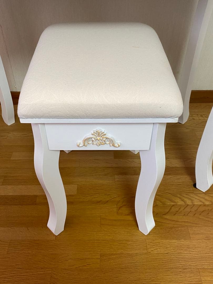 ロココ♦️ホワイトシャビー♦️猫脚ドレッサー＆スツール♦️フレンチ ローズ♦️送料込