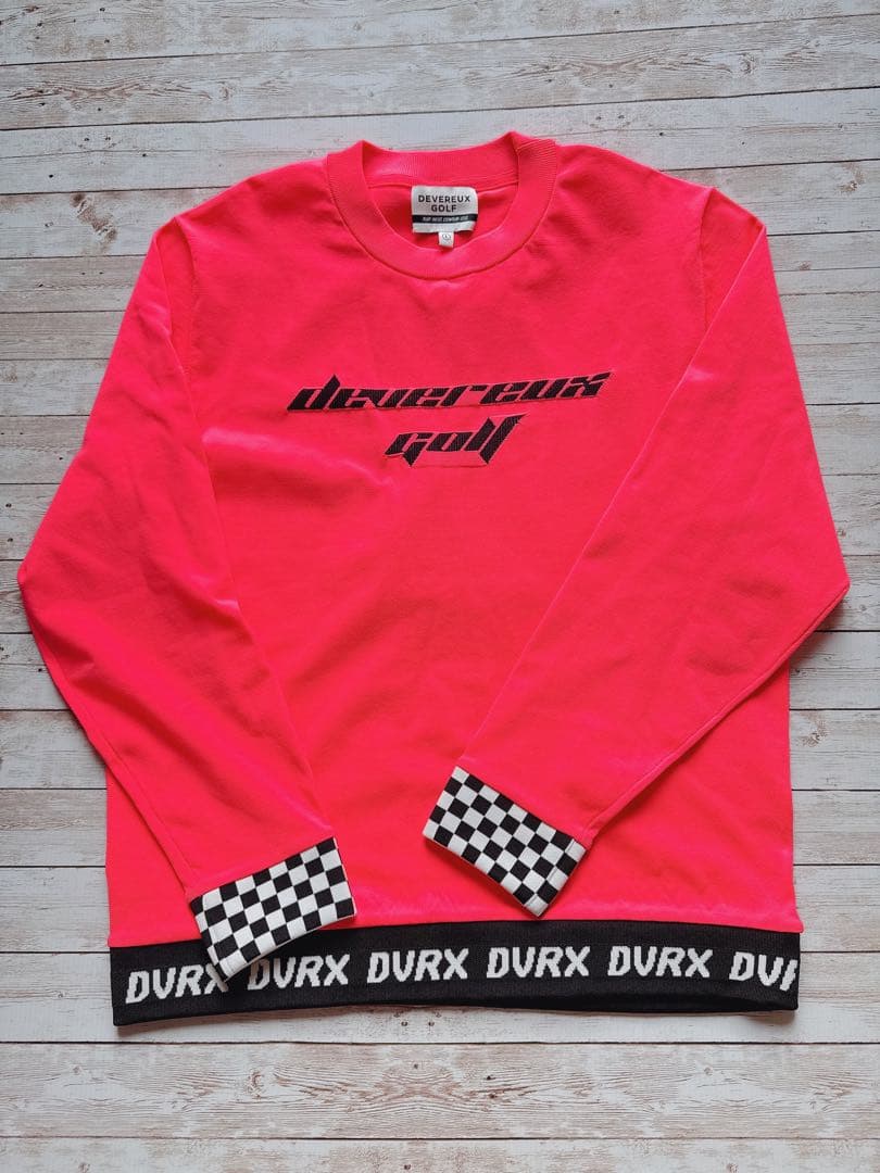 DEVEREUX デヴァローゴルフ チェッカーリブニットプルオーバー トレーナー