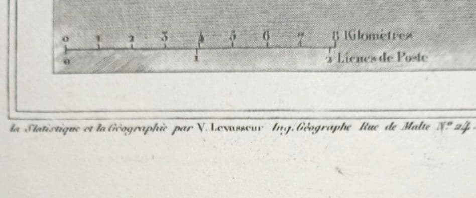 みや　額装　西洋古地図　1856年　 Levasseur 「パリ全図」美品