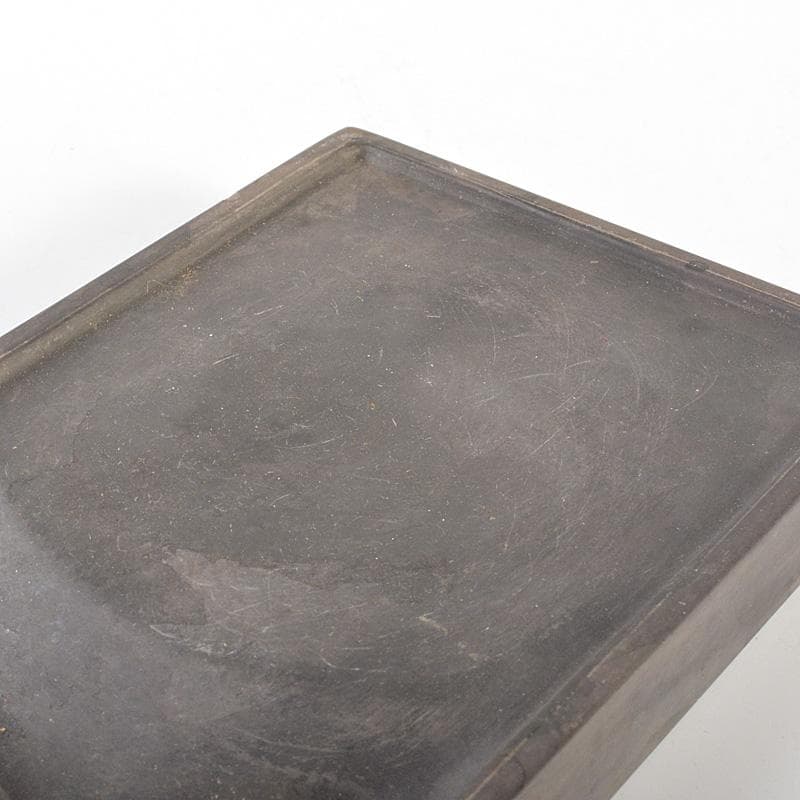 中国　書道具　梅鳥刻　端渓硯　唐木箱付　V　6634