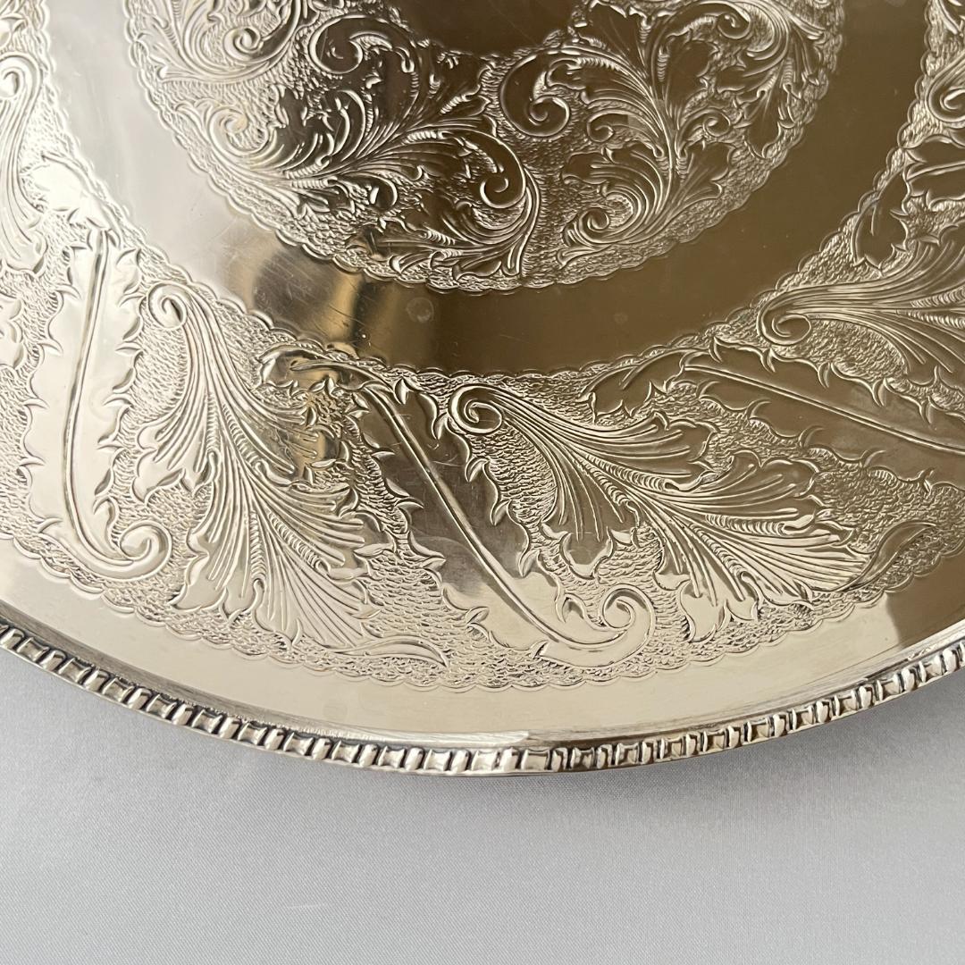 【英国】 ギャラリートレー サークル型 30cm 【シルバープレート】