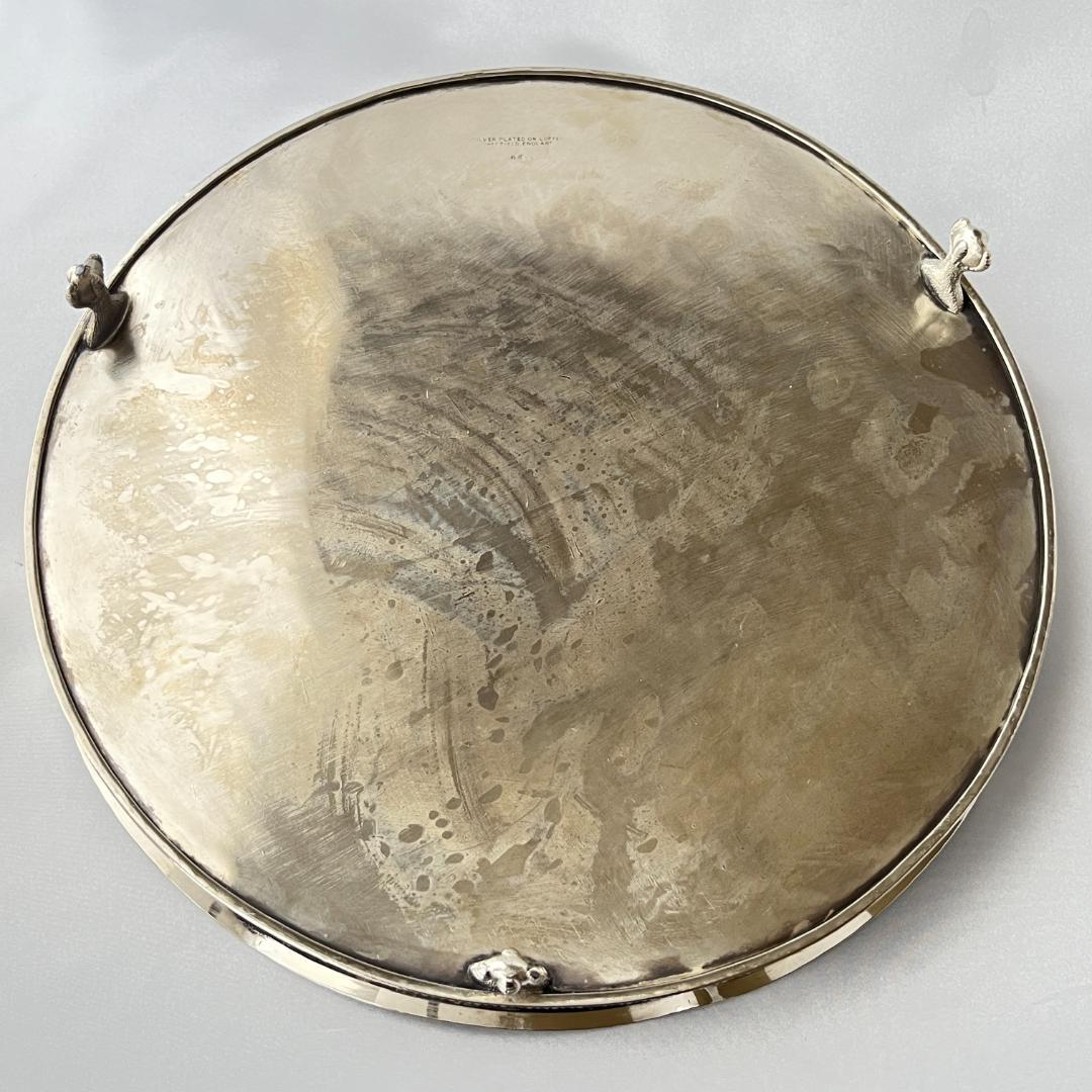 【英国】 ギャラリートレー サークル型 30cm 【シルバープレート】