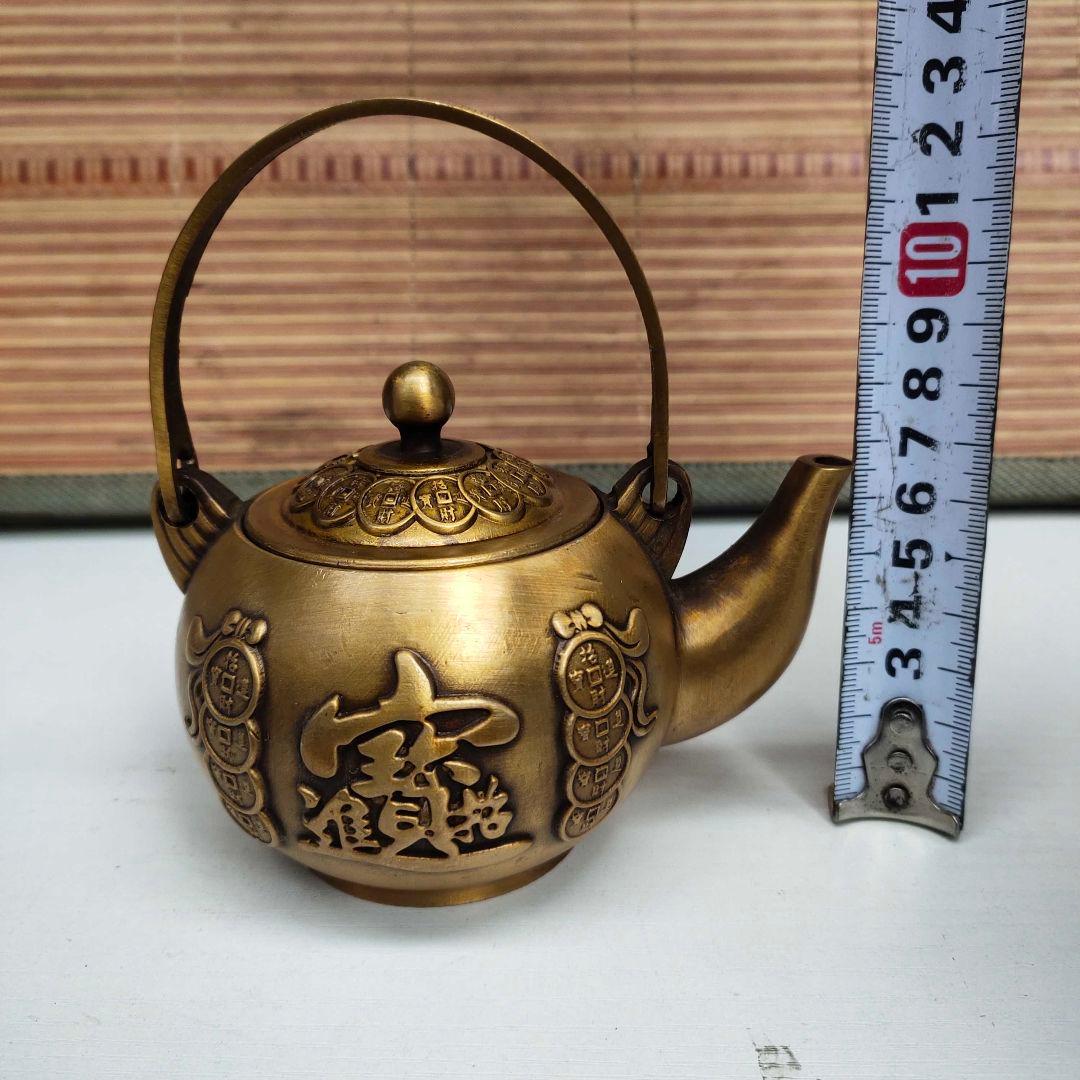 銅器 招財進宝茶壺 酒壺 提梁壺 茶道具 煎茶道具 工芸品 置物