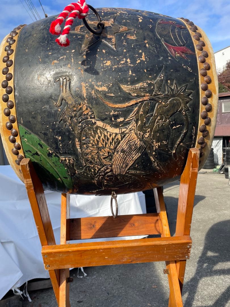 装飾和太鼓 大型 木製スタンド付き