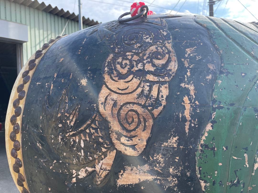 装飾和太鼓 大型 木製スタンド付き