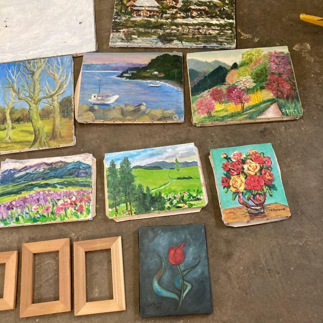 作者不明 大量 F10 F6 F4 油彩キャンバス 油絵 古画 まとめ売り