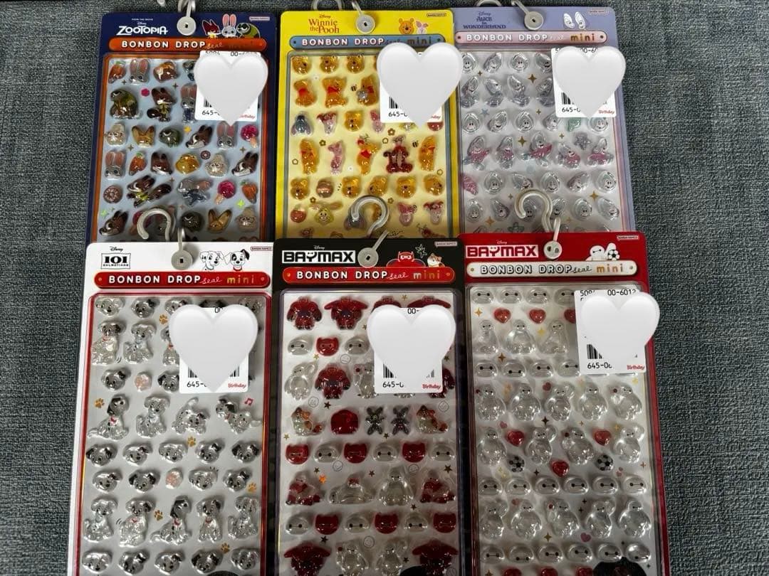 正規品 ディズニーボンボンドロップシール　6種セット