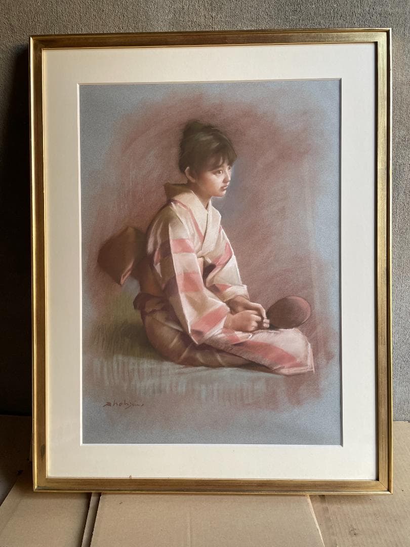 上尚司 少女像 絵画 額装 小田急百貨店購入 約70万円 40数年前 希少 大型