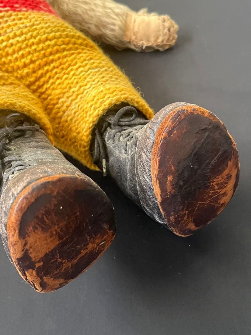 アンティークヴィンテージ英国製テディベア 革靴ぬいぐるみベアくまドール