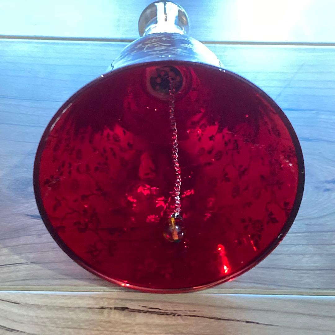 ヴェネツィアングラス 金彩 赤 ガラスベル／イタリア製