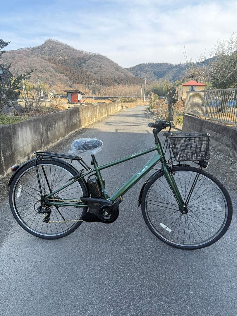 オリーブグリーン シティサイクル 前面バスケット付き
