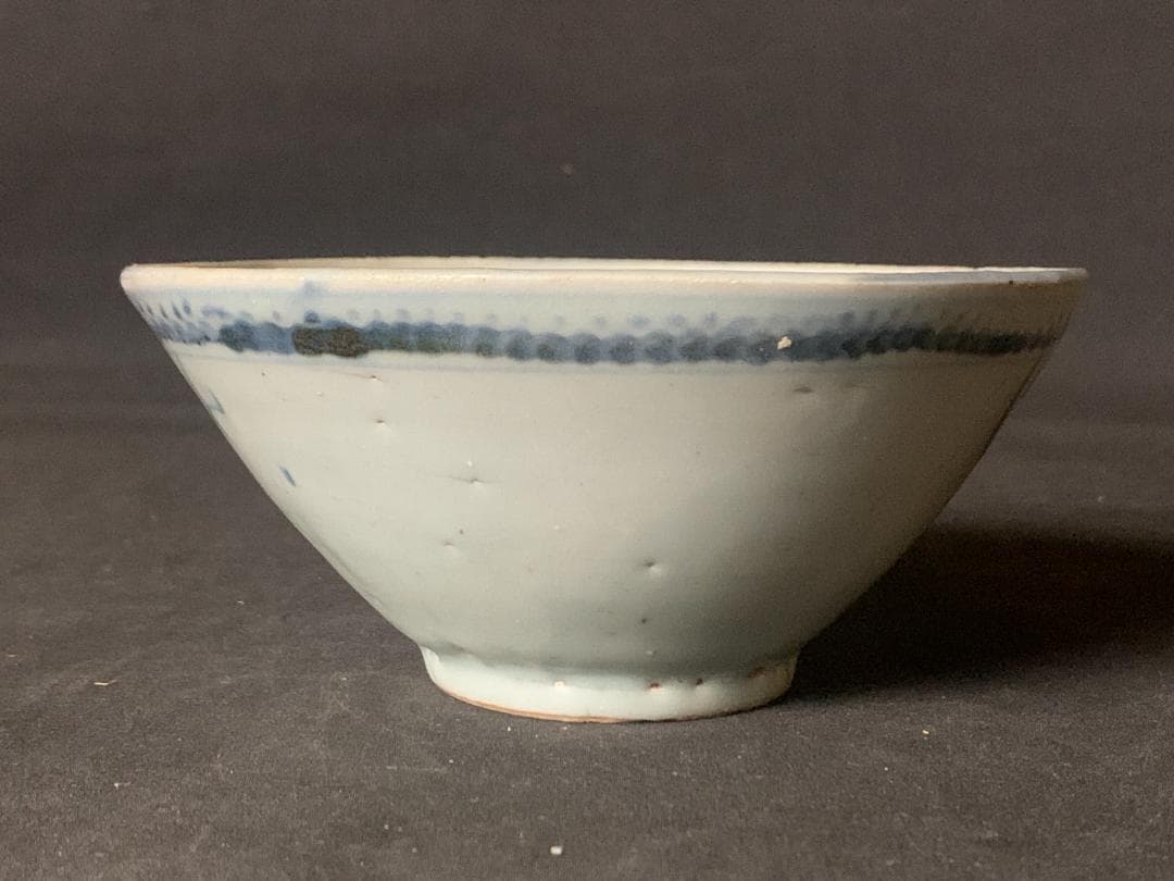 安南 宋胡録スンコロク 染付 花文 茶碗 茶道具 古陶器 16世紀頃