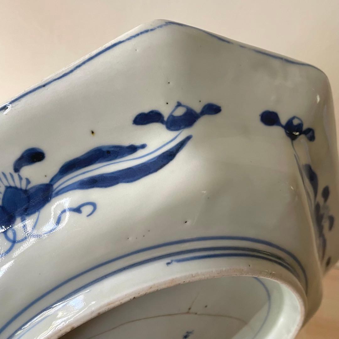 古伊万里 大明成化年製 染付 角皿 青花