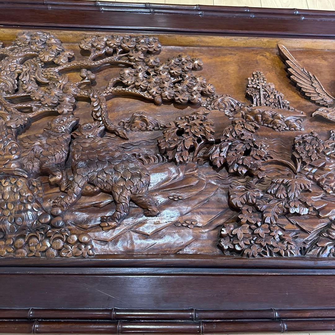 希少品　特大　古美術　中国美術　唐木　紫檀　花梨　立体彫刻　壁飾り