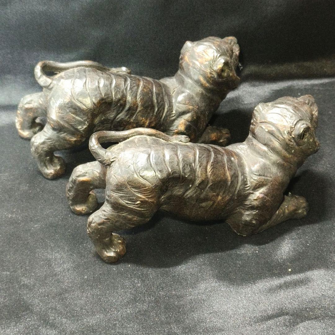 中国骨董 虎2頭 陶芸品 無銘時代物 古美術品 アンティーク コレクター放出美品