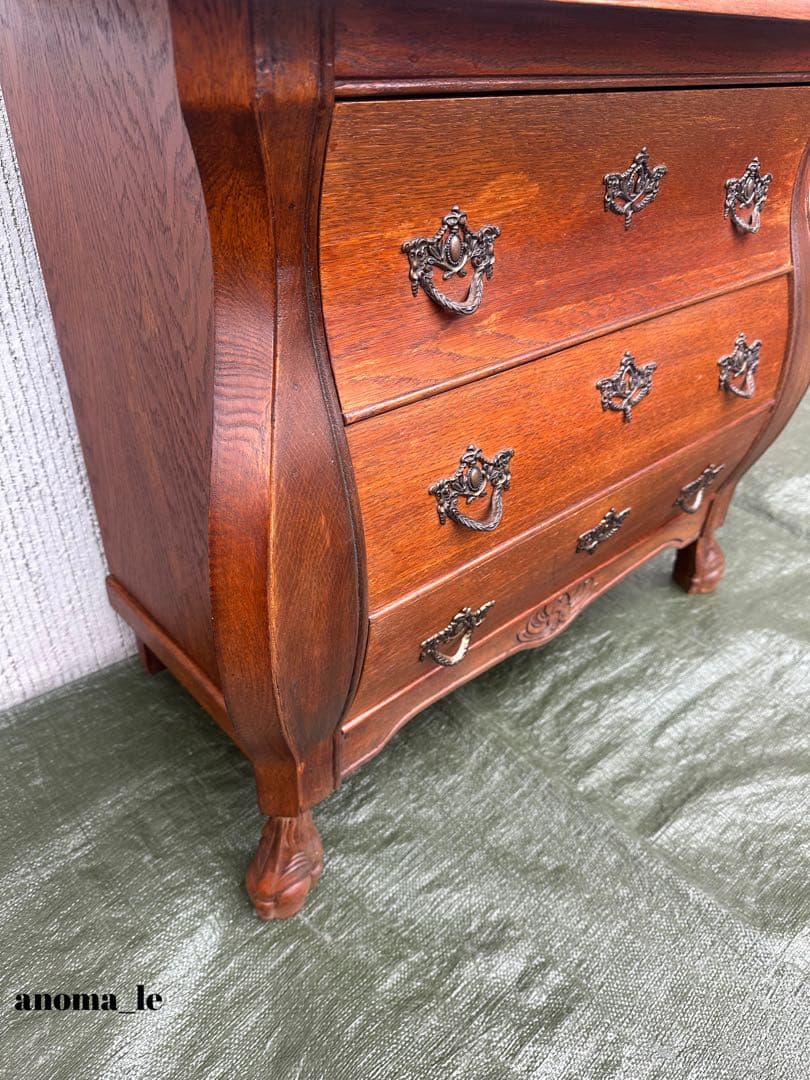 5007【チェスト】コモードチェスト　オーク　ボール＆クロウ　アンティーク