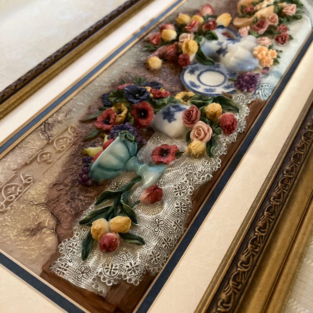 立体樹脂絵　インテリア　アンティーク 木製額