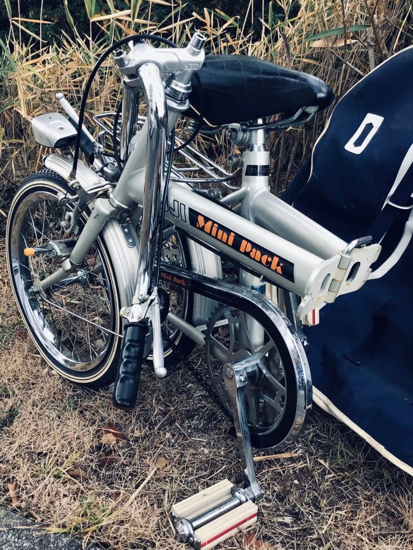 昭和レトロ 当時物 FUJI 折りたたみ自転車 ミニパック 専用輪行バッグ付き