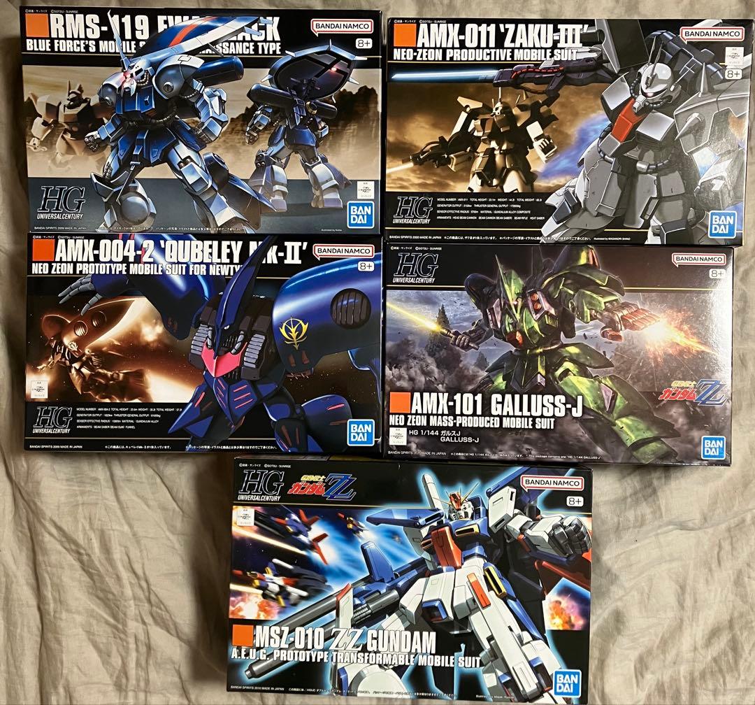 ガンプラHG ZZ関連 5種セット ZZ／キュベレイMk-Ⅱ／ガルスJ等 未組立