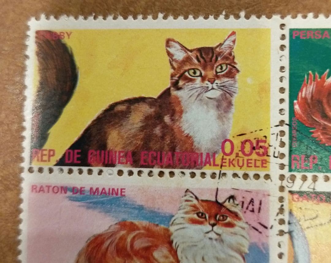 確認用！猫切手16種1974年シート約9✕15センチ