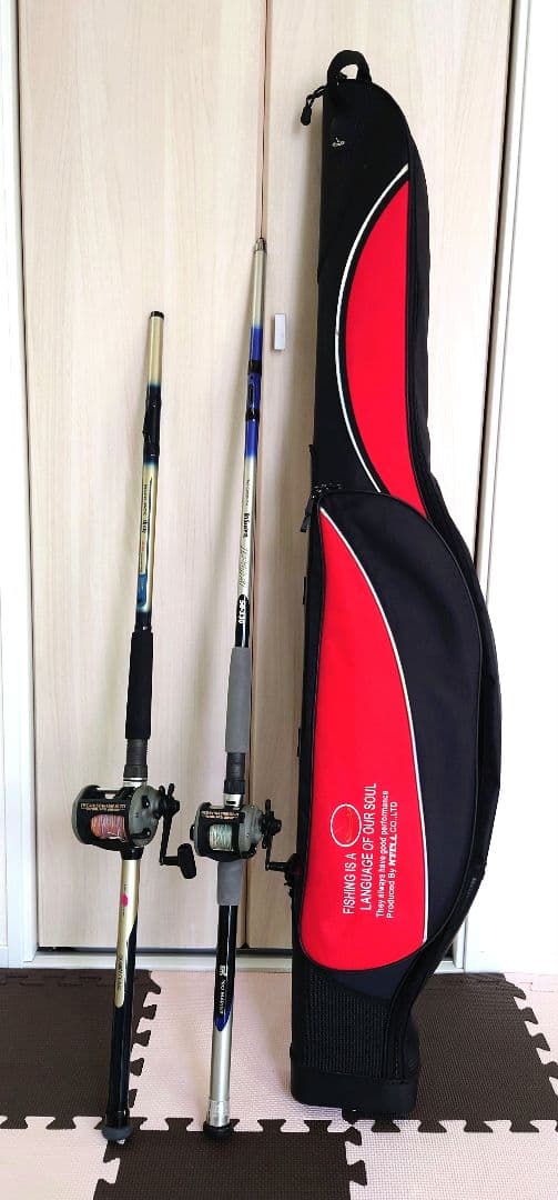 船　ロッド 2本(中通し舟竿)　リール2個　セミハードケース