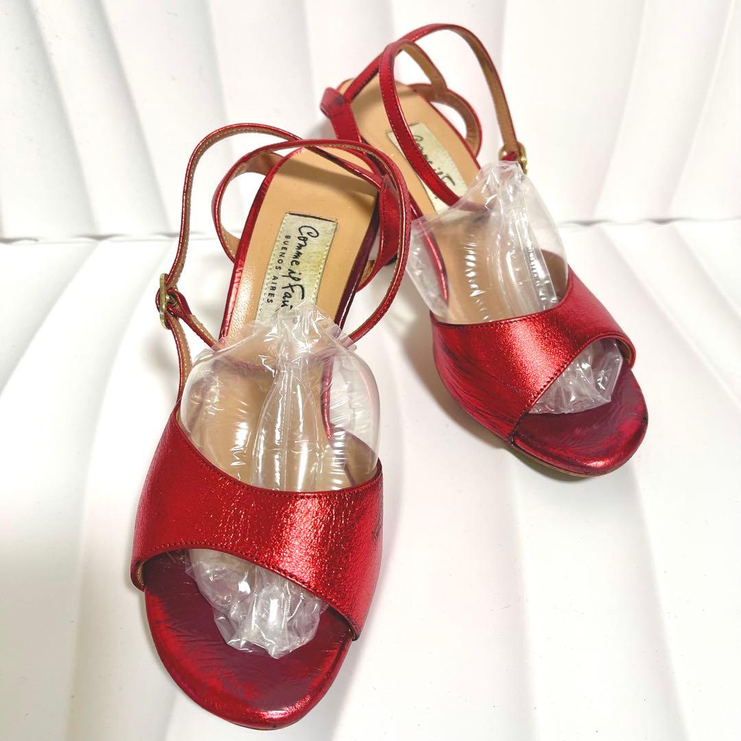 アルゼンチンタンゴシューズコムイルフォー 36レッドメタリックヒール8.5cm