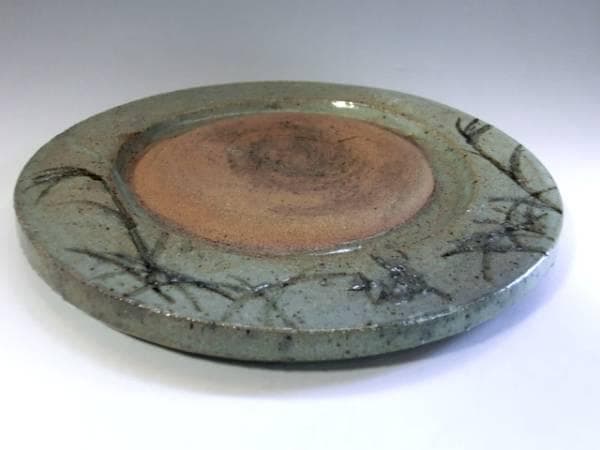 硯■桂川硯 唐草文丸陶硯 陶器硯 書道道具 骨董品 古美術■